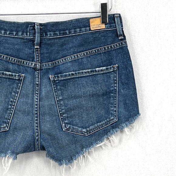 CITIZENS OF HUMANITY Corey Shorts 26 Blue Slouchy Fit Distress Cut Off Selvedge - Picture 7 of 16